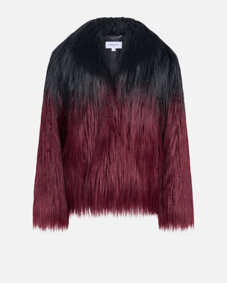 Chiara Ombre Fur Coat in Black-Burgundy