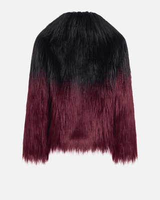 Chiara Ombre Fur Coat in Black-Burgundy