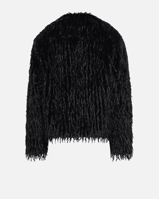 Lucca Boxy Fur Coat in Black