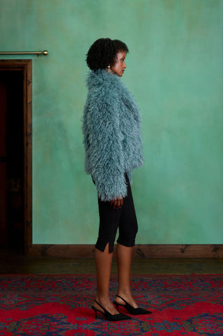Blue Short Faux Fur Coat by Charlotte Muse