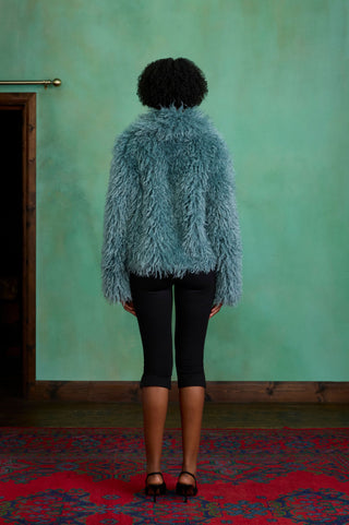 Blue Short Faux Fur Coat by Charlotte Muse