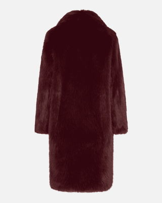 Coretta Long Fur Coat in Burgundy