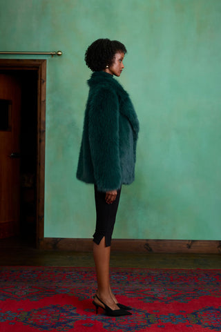 Green Short Faux Fur Coat by Charlotte Muse