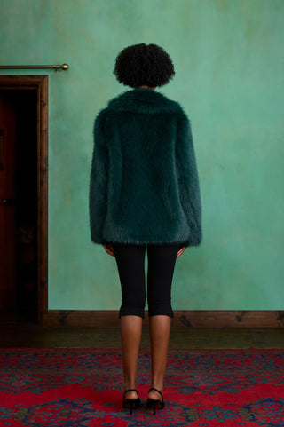 Green Short Faux Fur Coat by Charlotte Muse