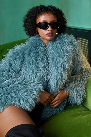 Latera Fur Coat in Blue