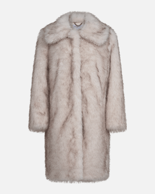 Moena Long Fur Coat in Ecru