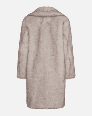 Moena Long Fur Coat in Ecru